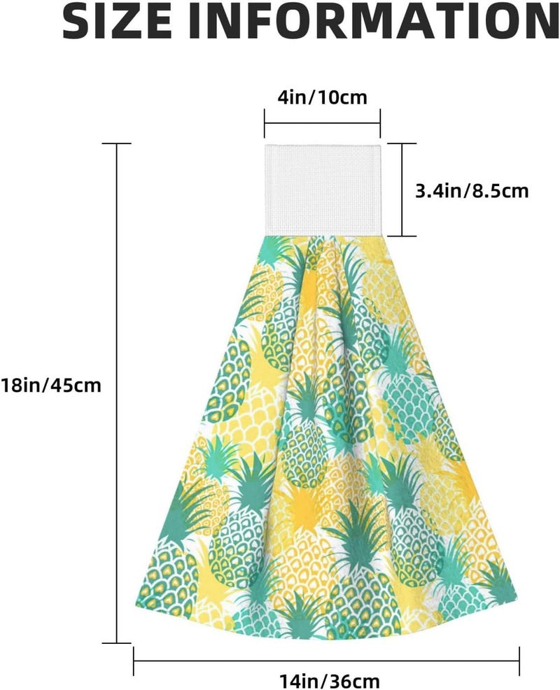 PDDCWAY Summer Pineapple Kitchen Hanging Towel Tropical Fruits Leaves Hand Tie Towels Set 2 Pack Fast Drying Tea Bar Dish Cloths Towel Soft Absorbent Durable for Bathroom Laundry Room Decor - Image 3